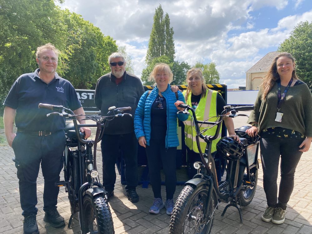 Simon Cooper (left), Cllr Helen Davies (centre) along with members of the Babergh sustainable travel working group