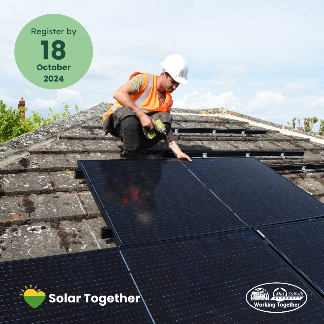 Solar Together Suffolk promotional image with deadline to apply